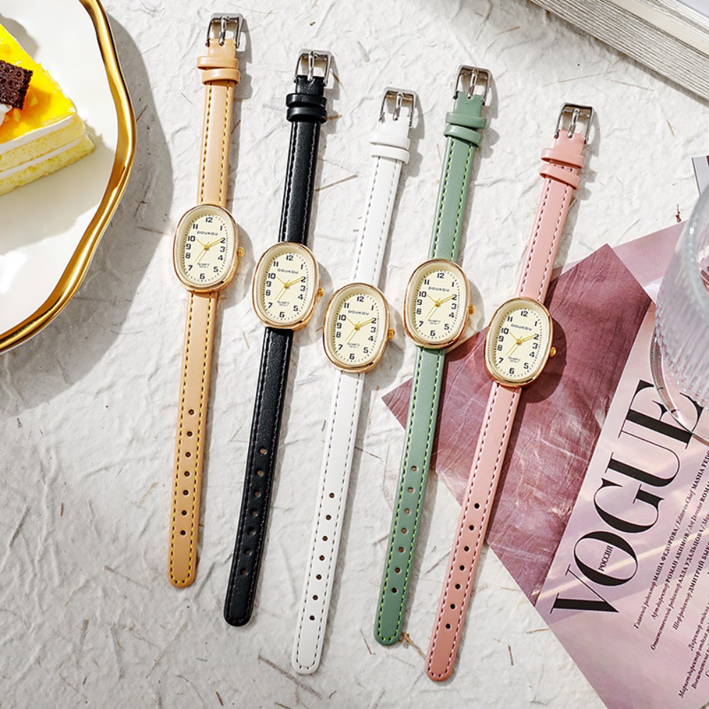 Luxury Watch With Leather Strap - Montres de luxe à cadran ovale