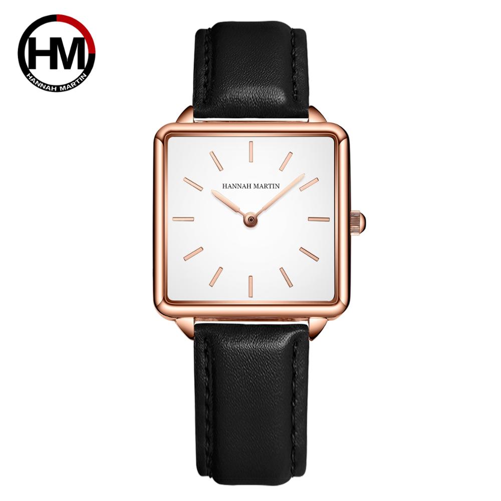 Luxury Watch With Leather Strap - Bracelet en cuir véritable Japon Quartz