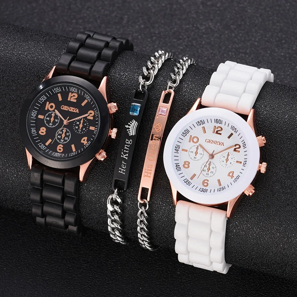 Luxury Watch With Rubber Strap - 2 pièces de luxe montre pour