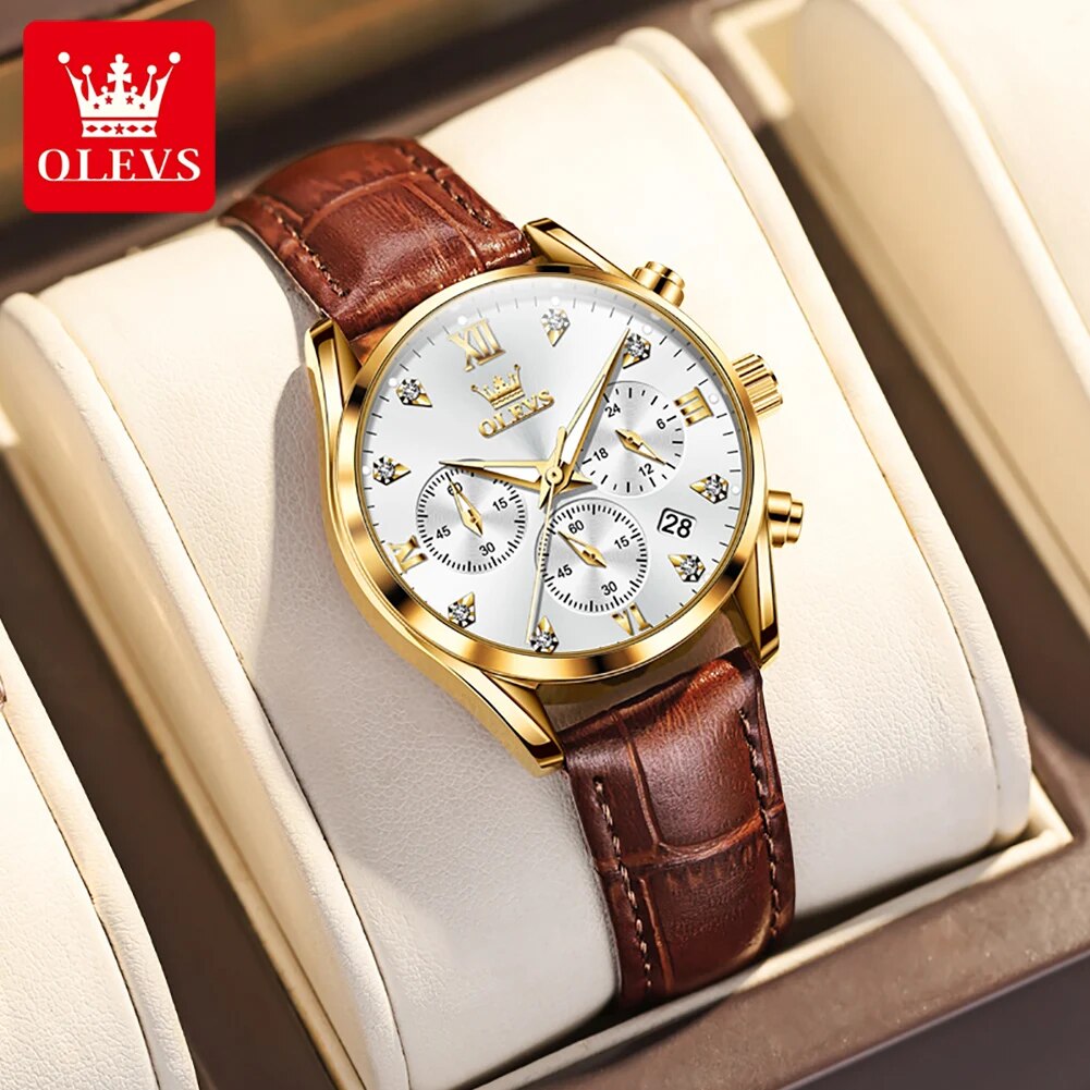 OLEVS-Montre-bracelet à quartz - Luxury Watch With Leather Strap avis et prix