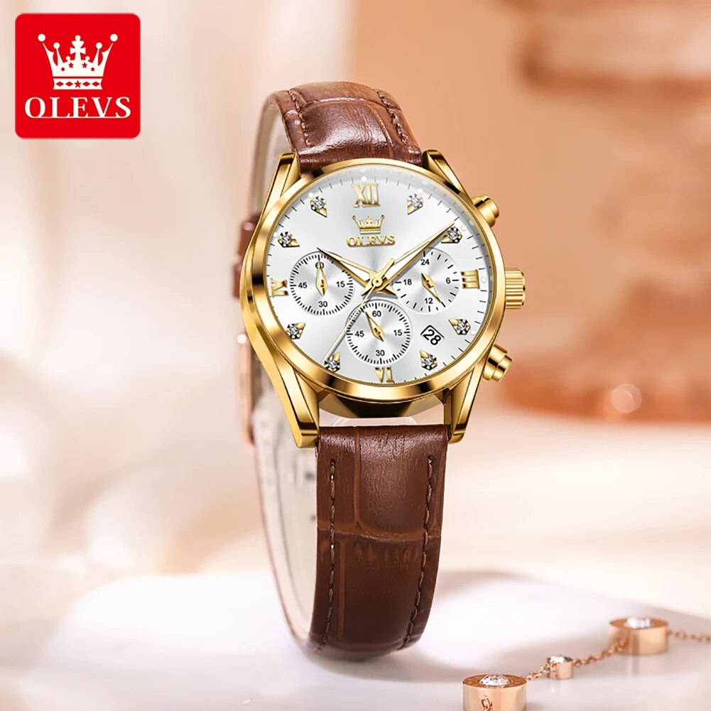OLEVS-Montre-bracelet à quartz - Luxury Watch With Leather Strap avis et prix