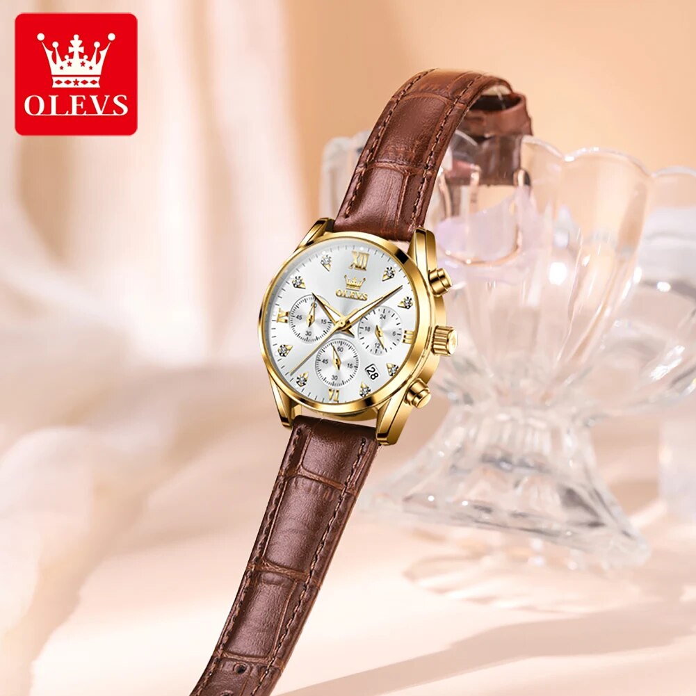 OLEVS-Montre-bracelet à quartz - Luxury Watch With Leather Strap avis et prix