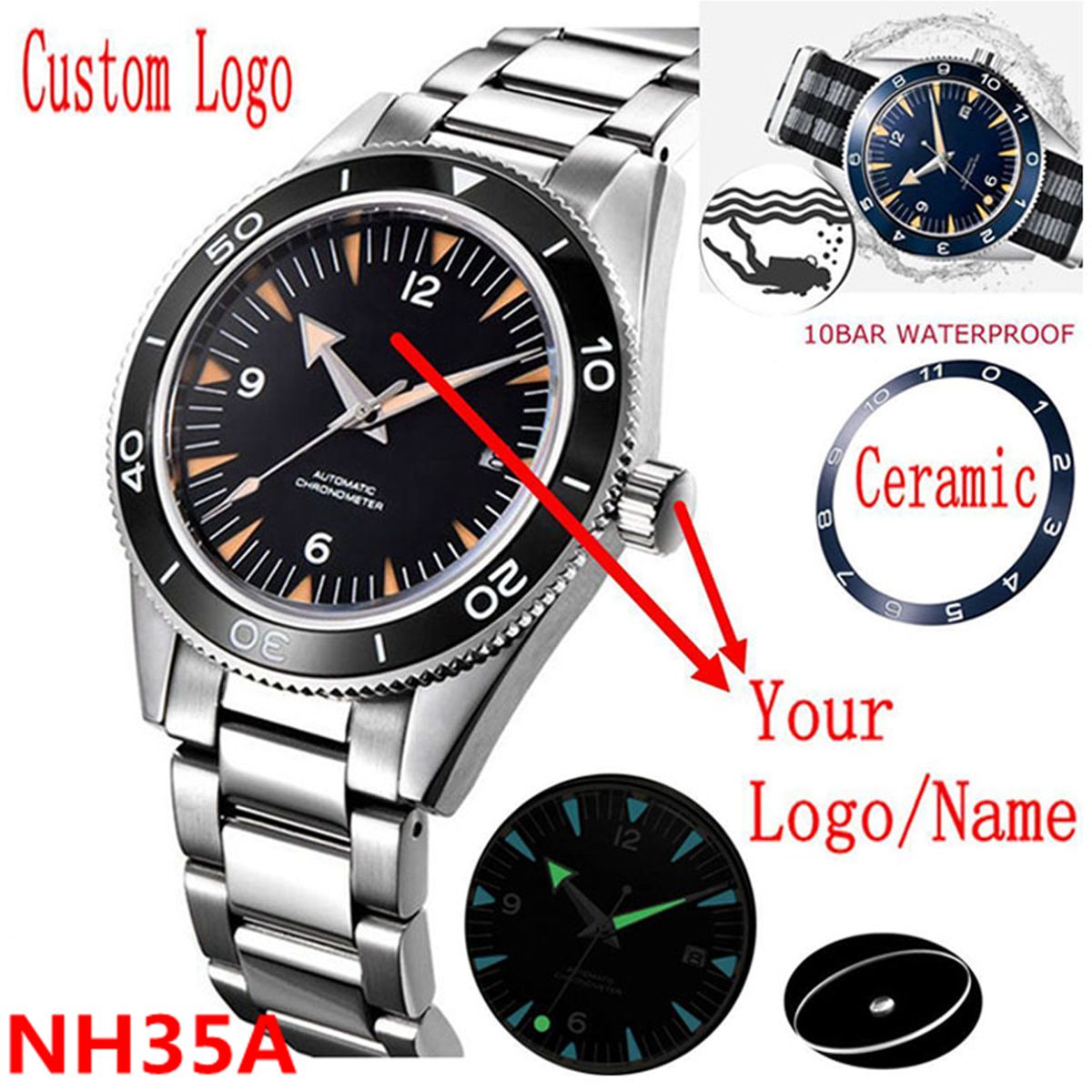 Logo personnalisé NH35 mouveme - Luxury Watch Business avis et prix