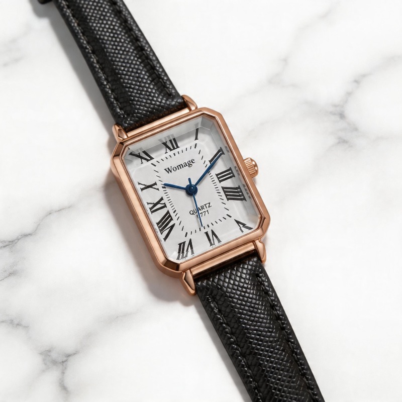 Montres à quartz rectangulaire - Luxury Watch With Leather Strap avis et prix